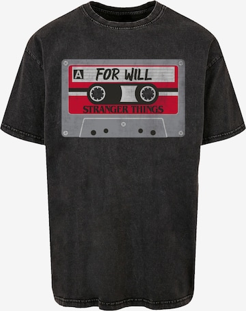 F4NT4STIC T-Shirt 'Stranger Things Cassette For Will Netflix TV Series' in Schwarz: Vorderseite