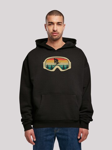 F4NT4STIC Sweatshirt 'Retro Skibrille Wintersport' in Schwarz: Vorderseite