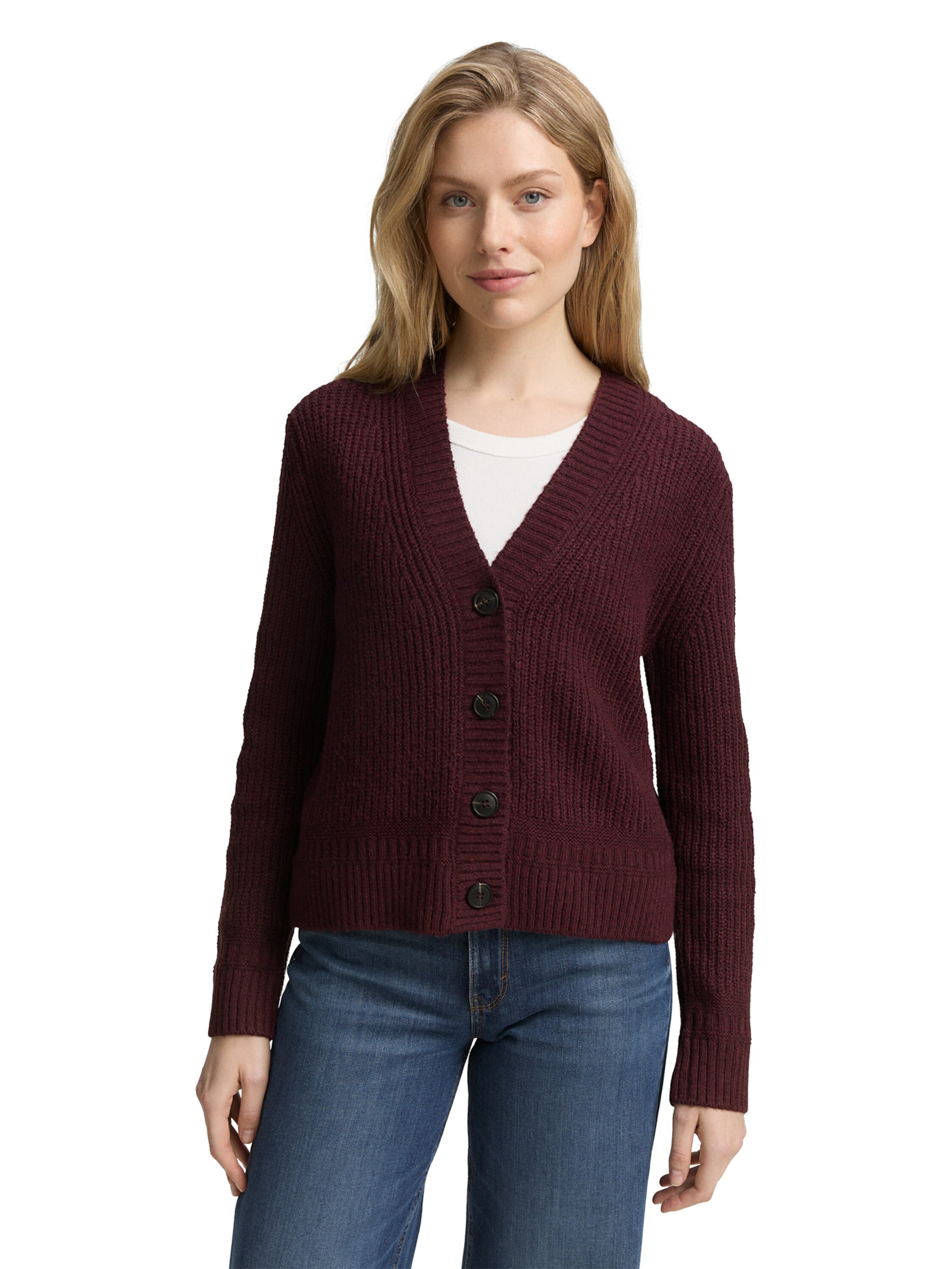 Cardigan TOM TAILOR en rouge : devant