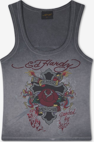 Ed Hardy Toppi 'In Memory of When I Cared' värissä musta: etupuoli