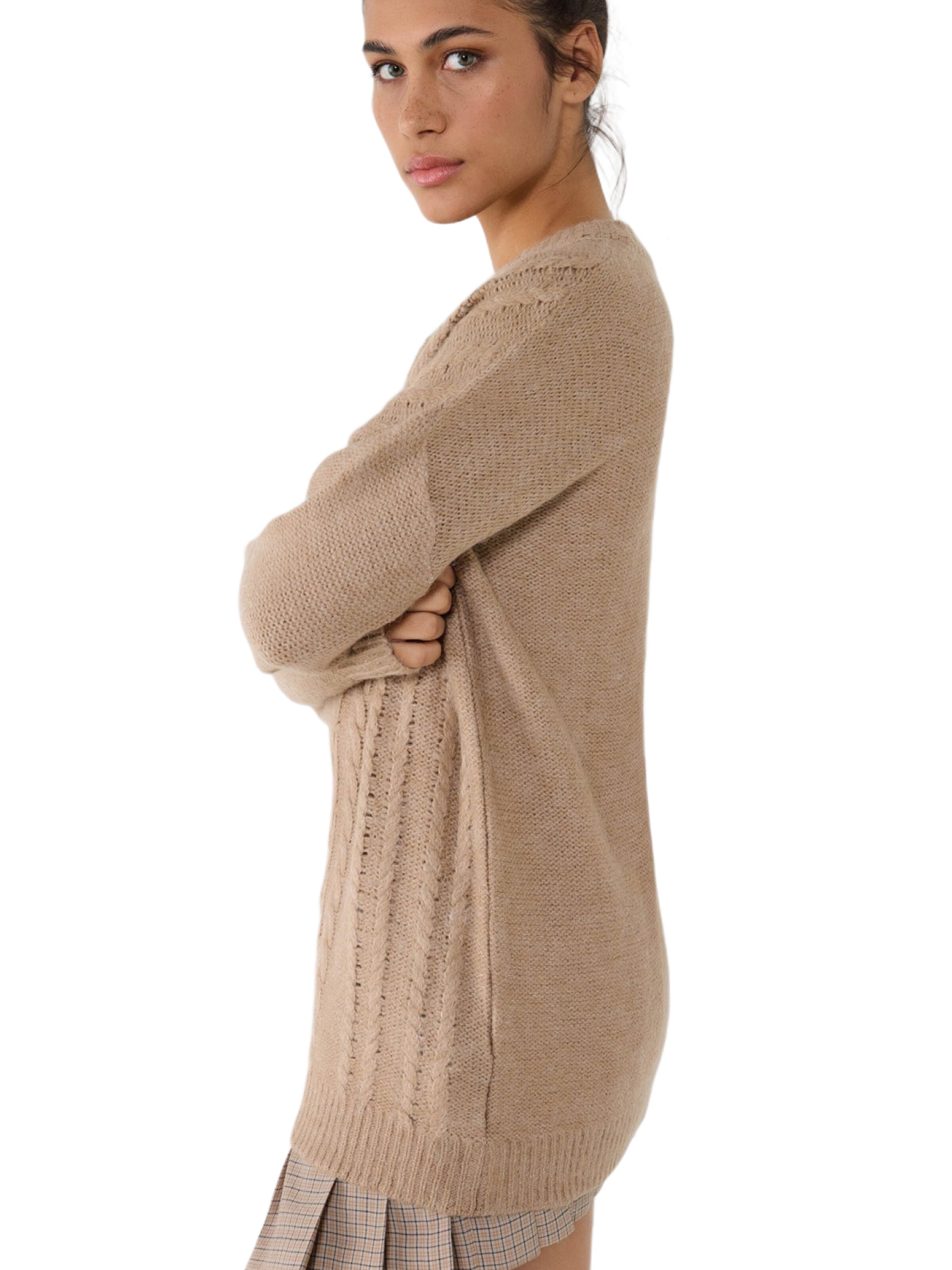 No Matter What Pullover in Beige