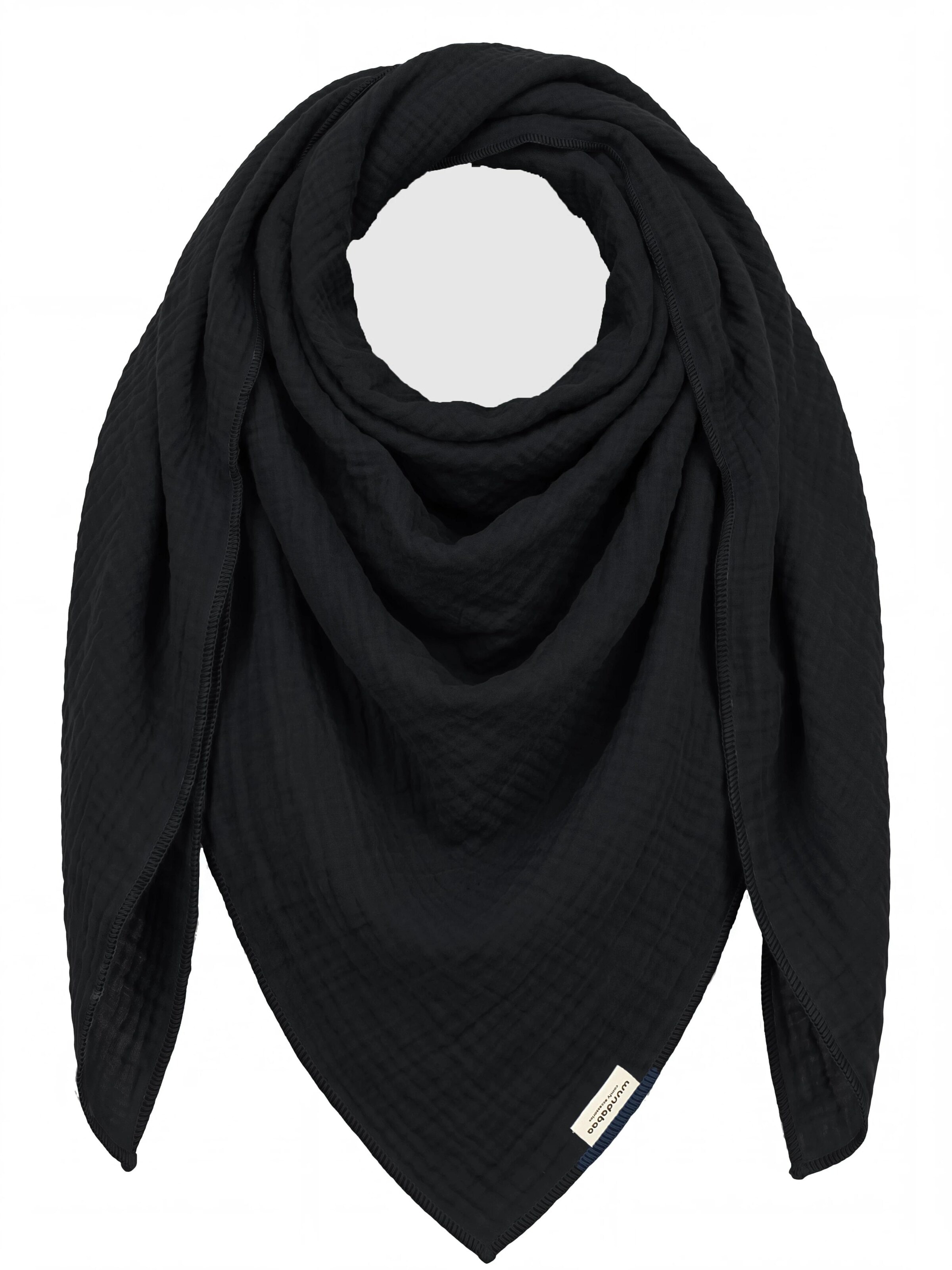 wundabaa Scarf 'Musselintuch 130x130 unifarben' in Black: front