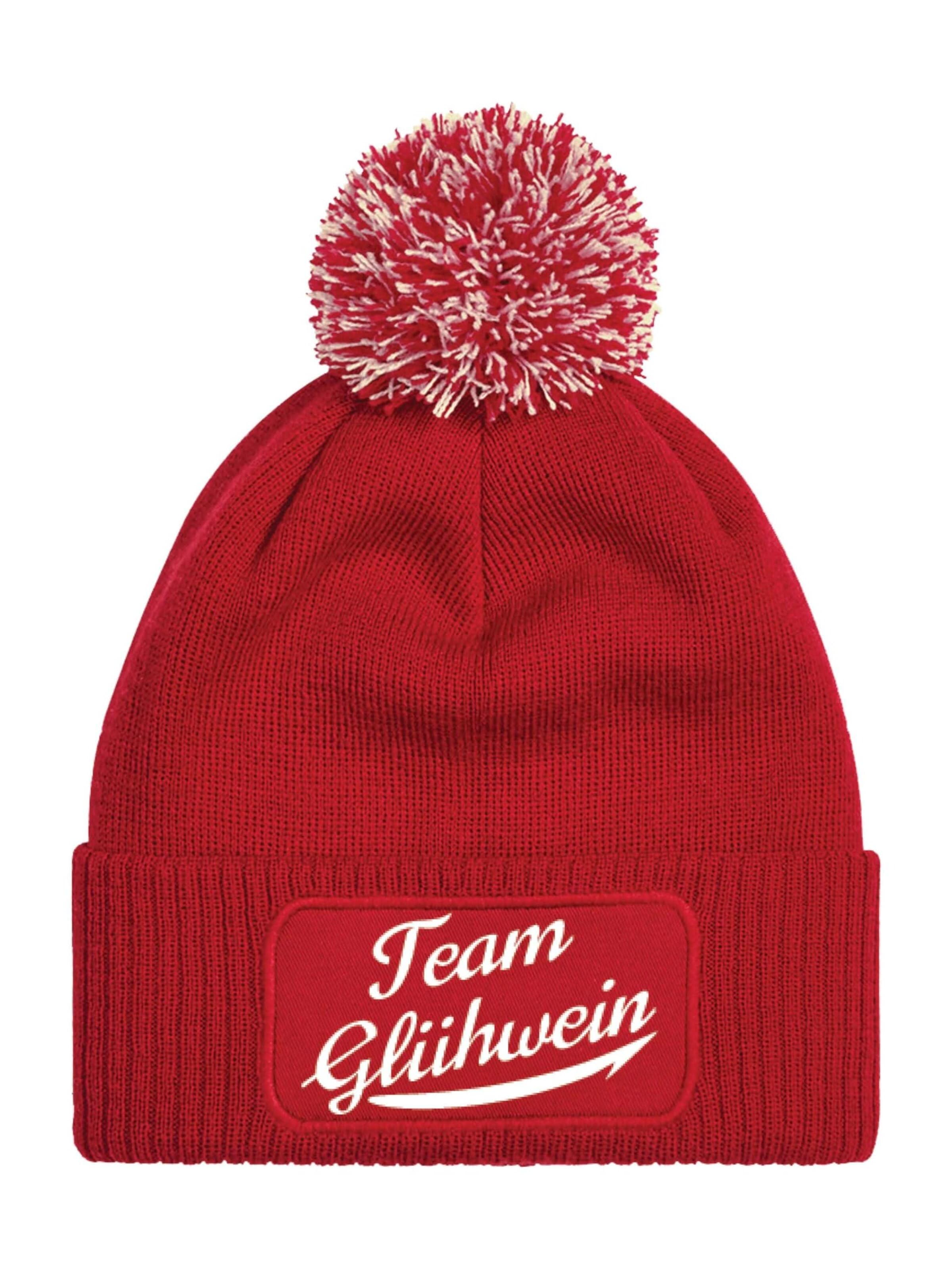 Youth Designz Mütze 'Team Glühwein'‌‌‌‌‌‌‌ in Rot: Vorderseite