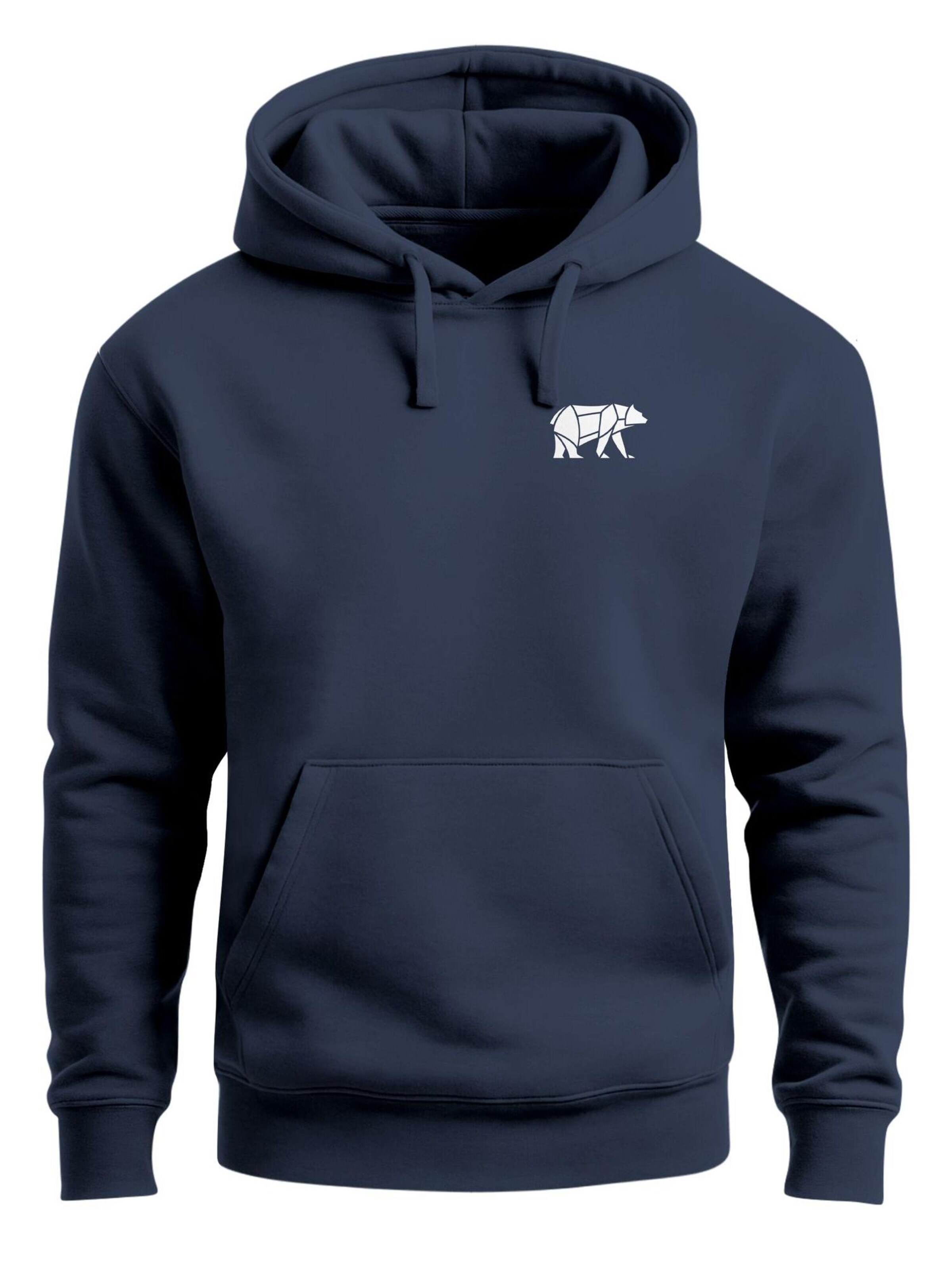 Neverless Sweatshirt 'Bär Lineart Polygon' in Blue: front
