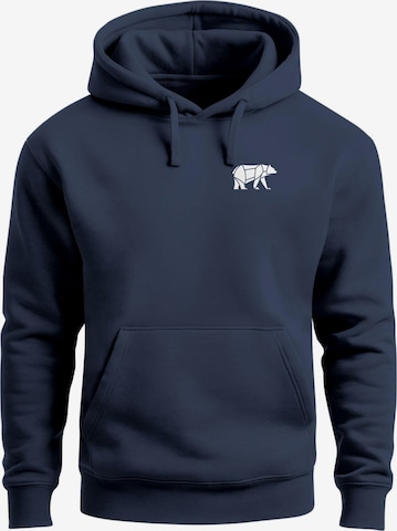 Neverless Sweatshirt 'Bär Lineart Polygon' in Blau: Vorderseite