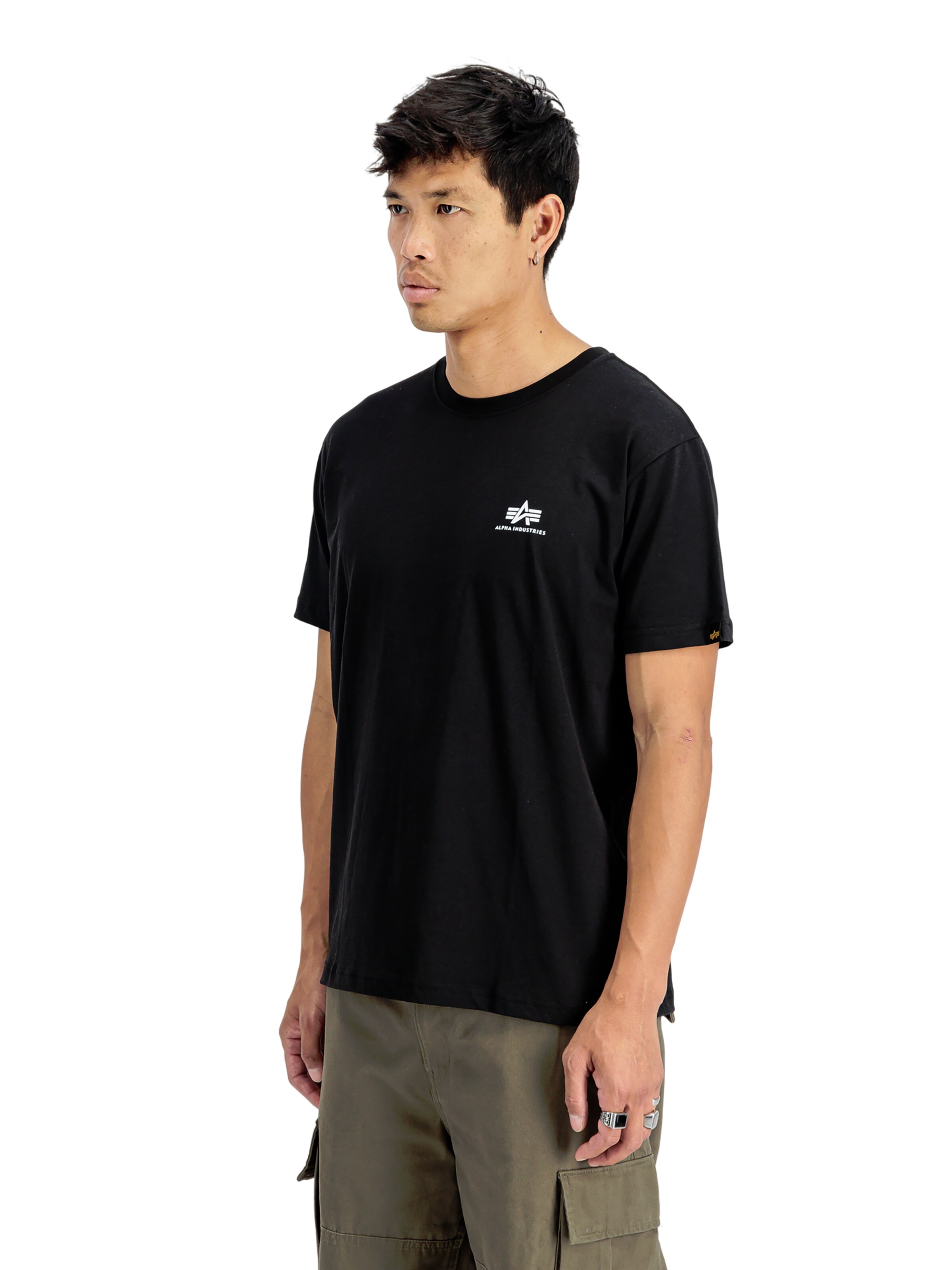 ALPHA INDUSTRIES Shirt 'Basic Small Logo' in Black