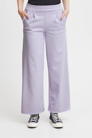 ICHI Wide leg Pleat-Front Pants 'Kate' in Purple: front