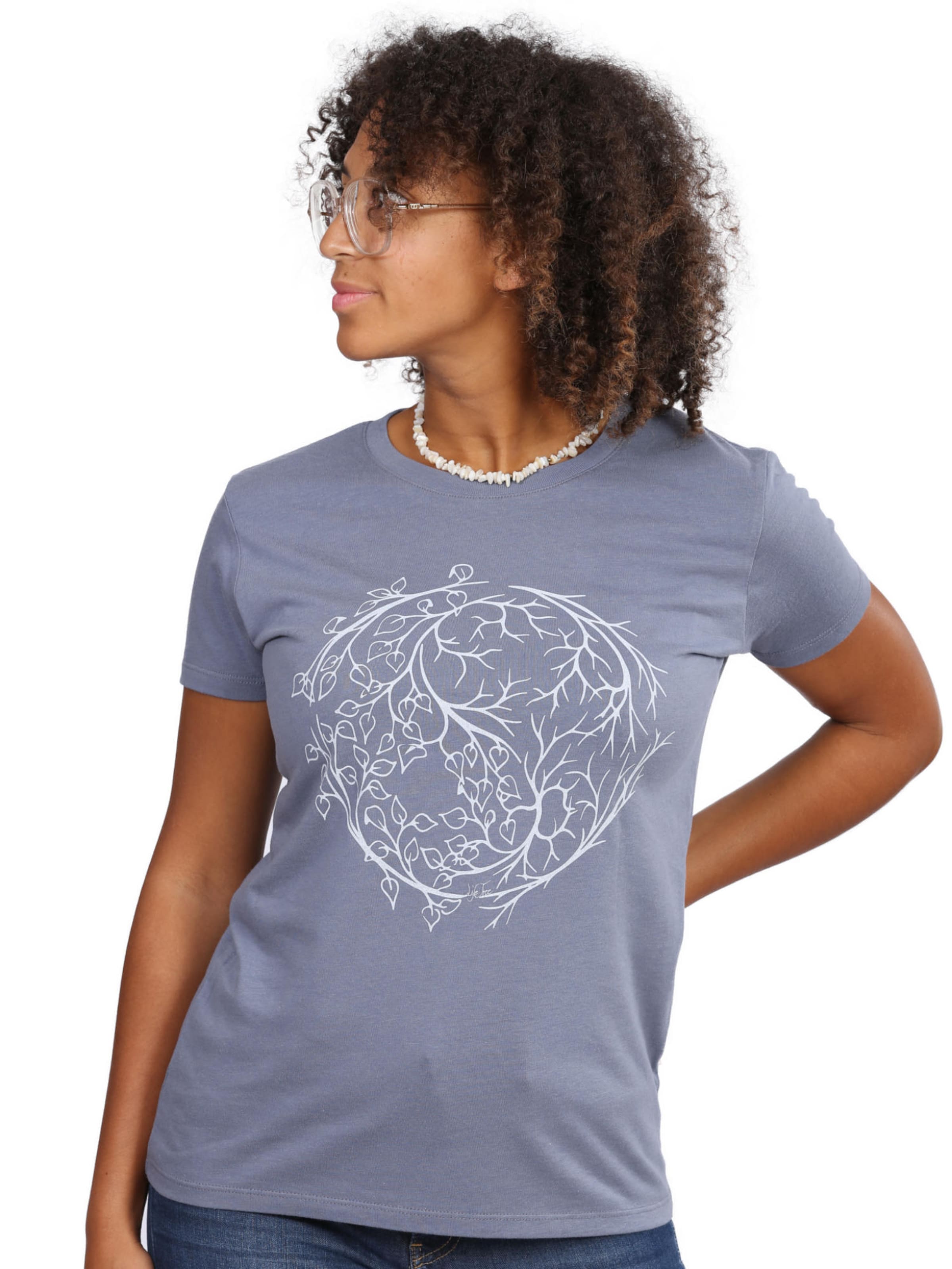 Life-Tree Shirt 'Fairwear YinYang' in Grey: front
