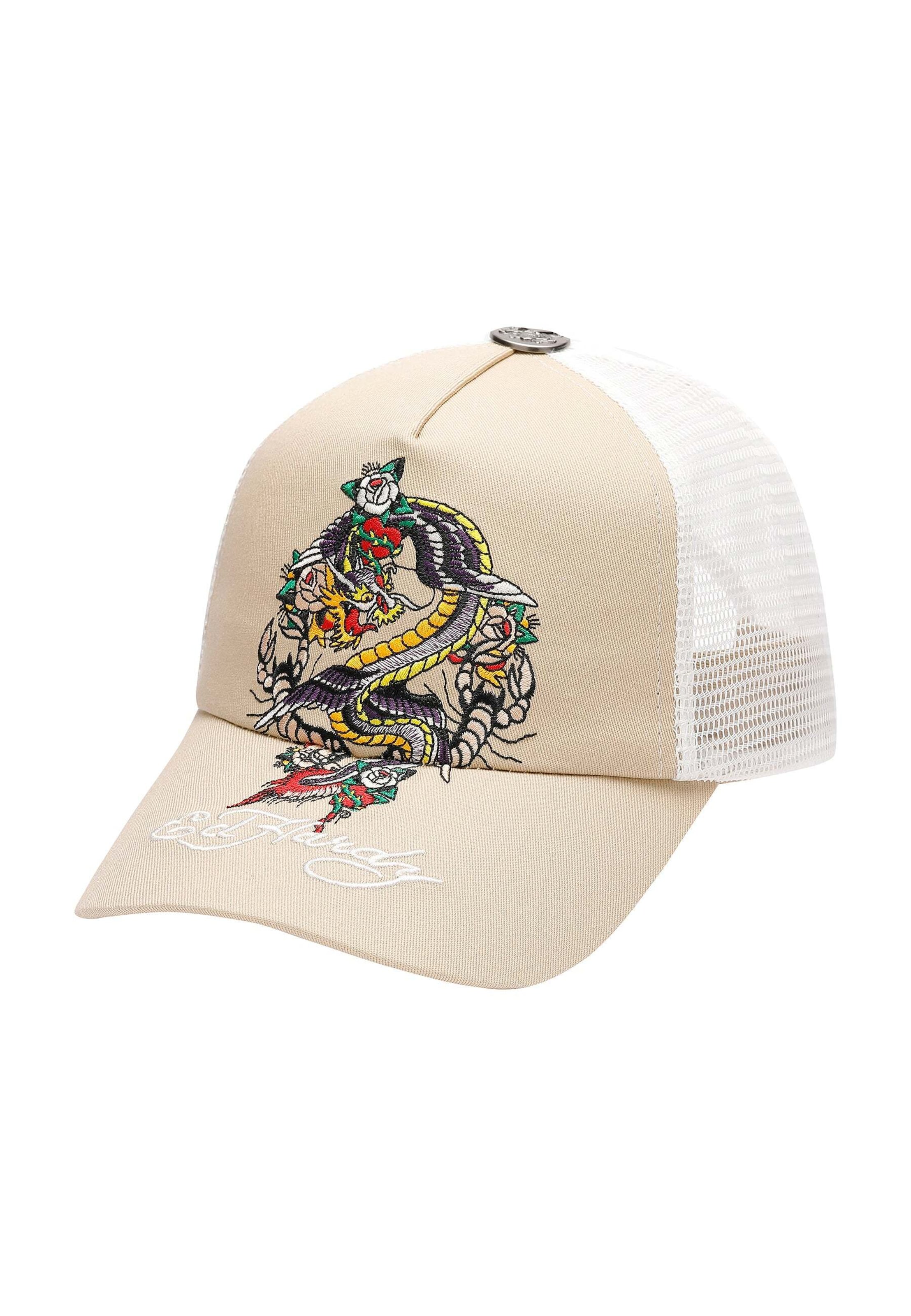 Ed Hardy Kappe 'Swooping Dragon' in Beige: Vorderseite