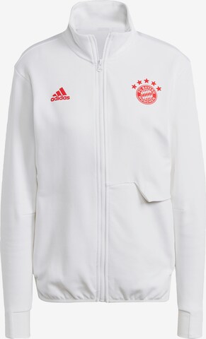 ADIDAS SPORTSWEAR Athletic Zip-Up Hoodie 'FC Bayern München' in White: front