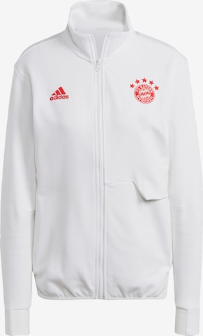 ADIDAS SPORTSWEAR Athletic Zip-Up Hoodie 'FC Bayern München' in White: front