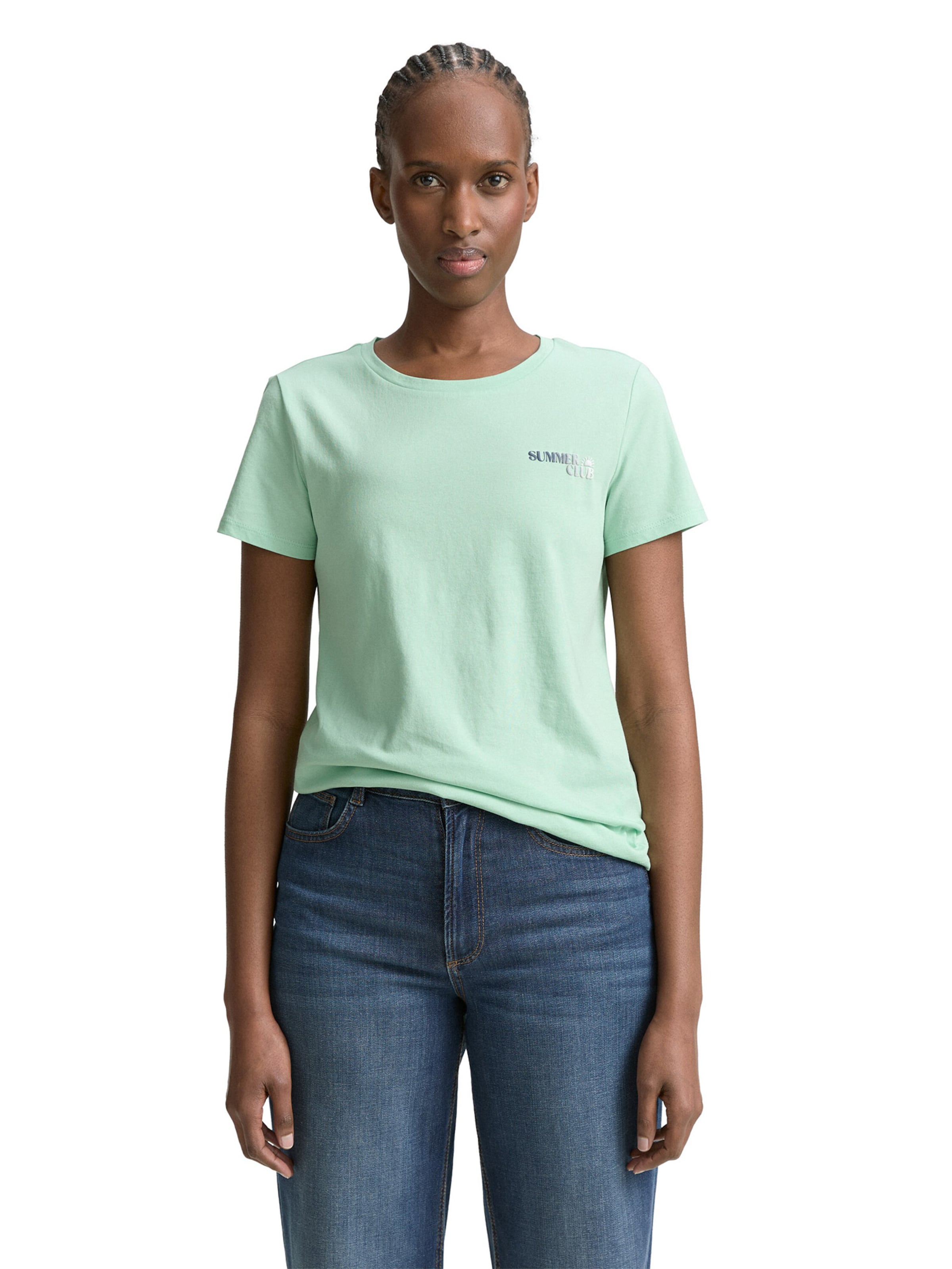 Tricou de la TOM TAILOR DENIM pe verde: față