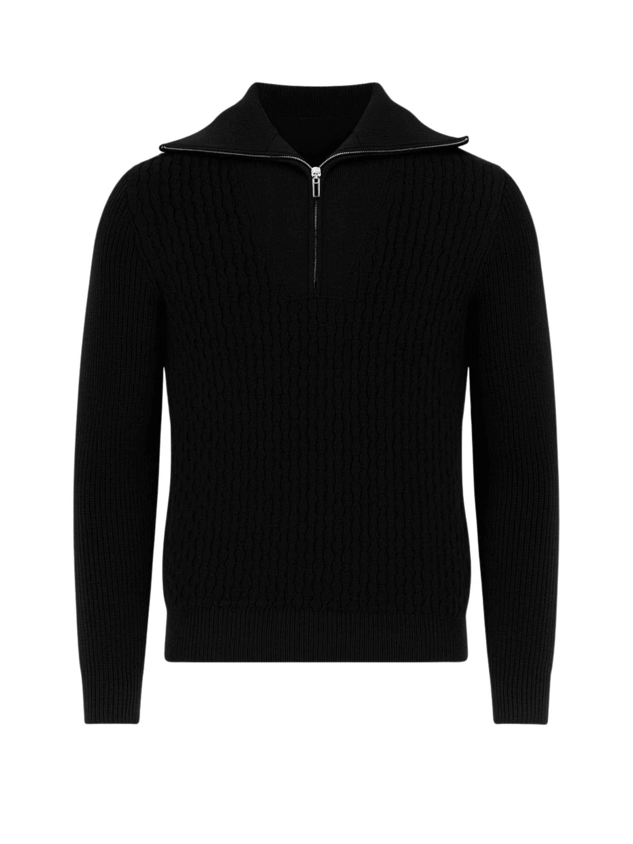 Paolo Pecora Milano Sweater 'Men's Crew Neck Sweater in 100% Merino Wool' in Black: front