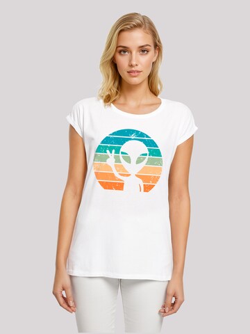 F4NT4STIC T-Shirt 'Alien Piece Sonnenuntergang' in Weiß: Vorderseite