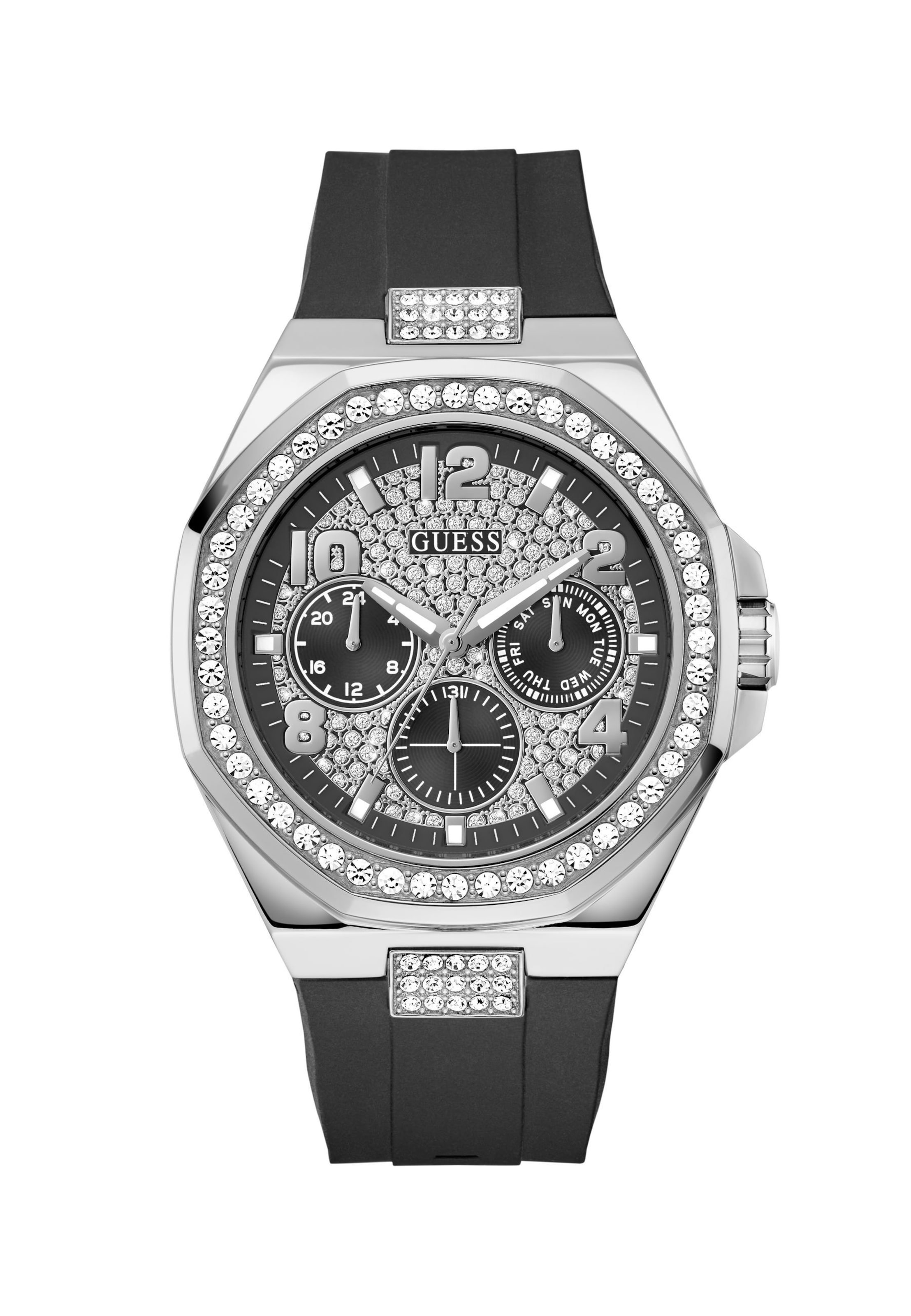 GUESS Analog Watch 'EMPIRE' in Silver: front