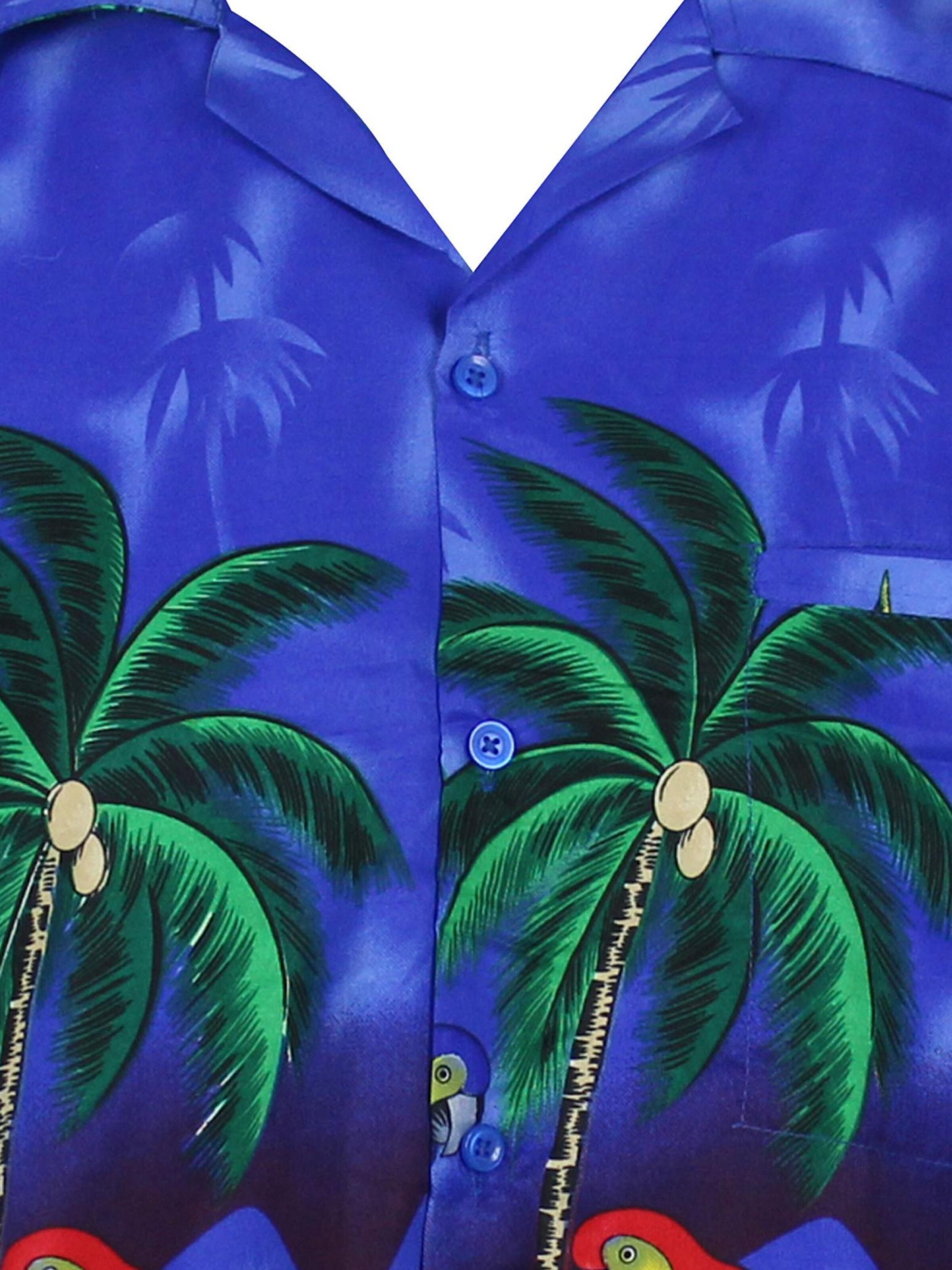 King Kameha Shirt 'Parrot'‌‌‌ in Blau