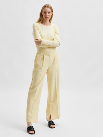 SELECTED FEMME Wide leg Pleated Pants in Yellow