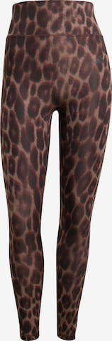 ADIDAS PERFORMANCE Skinny Workout Pants 'OPT ESS' in Brown: front