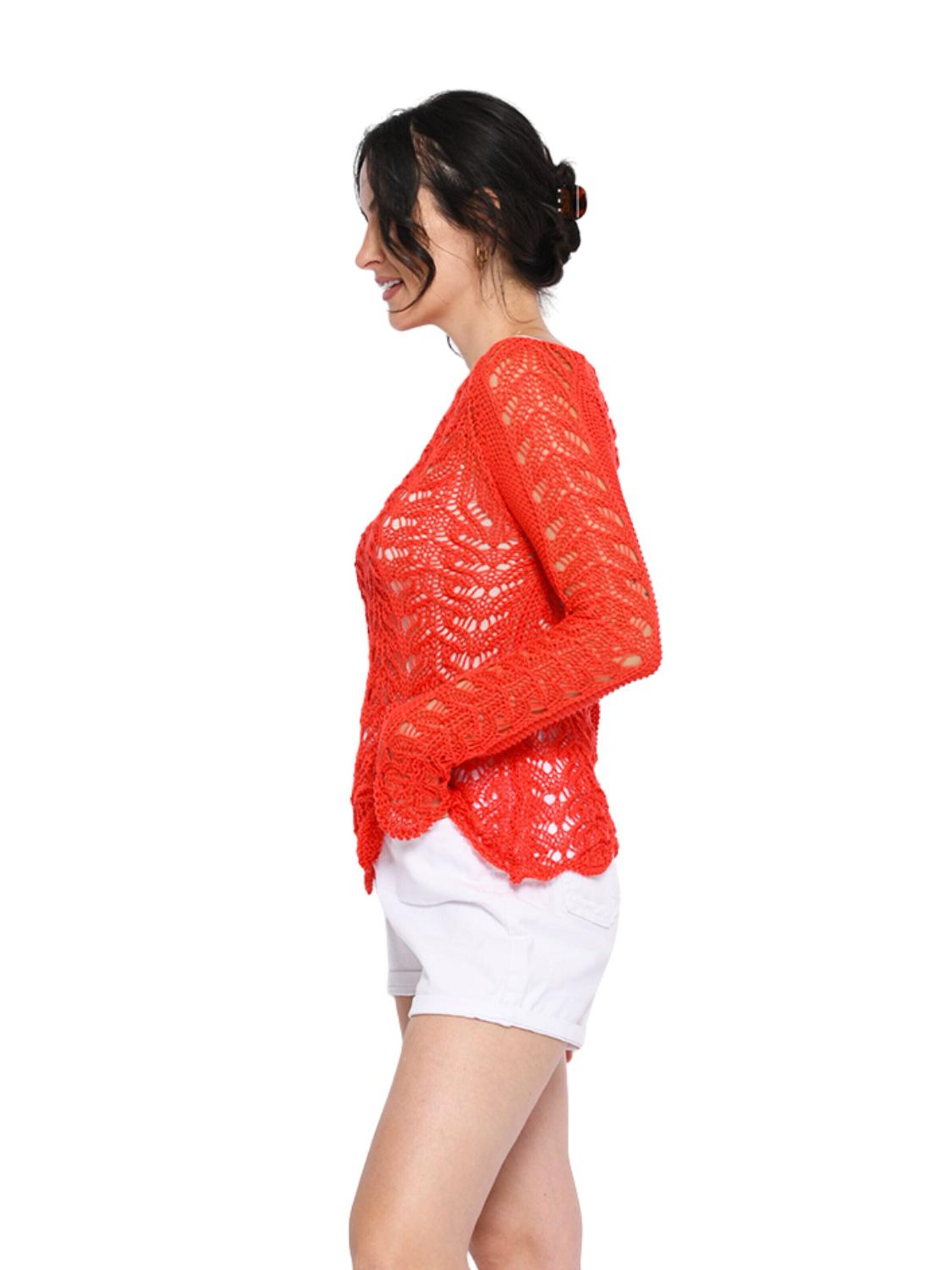 Süel knitwear - Top de punto 'Twin Lace' en naranja
