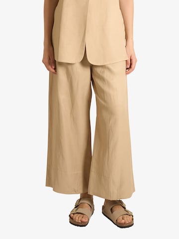 ViCOLO Wide leg Bandplooibroek in Beige: voorkant