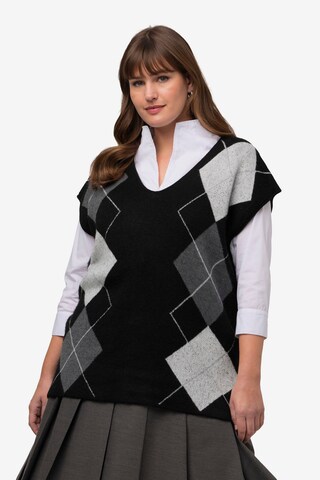 Pull-over 'Argyle' Ulla Popken en noir : devant