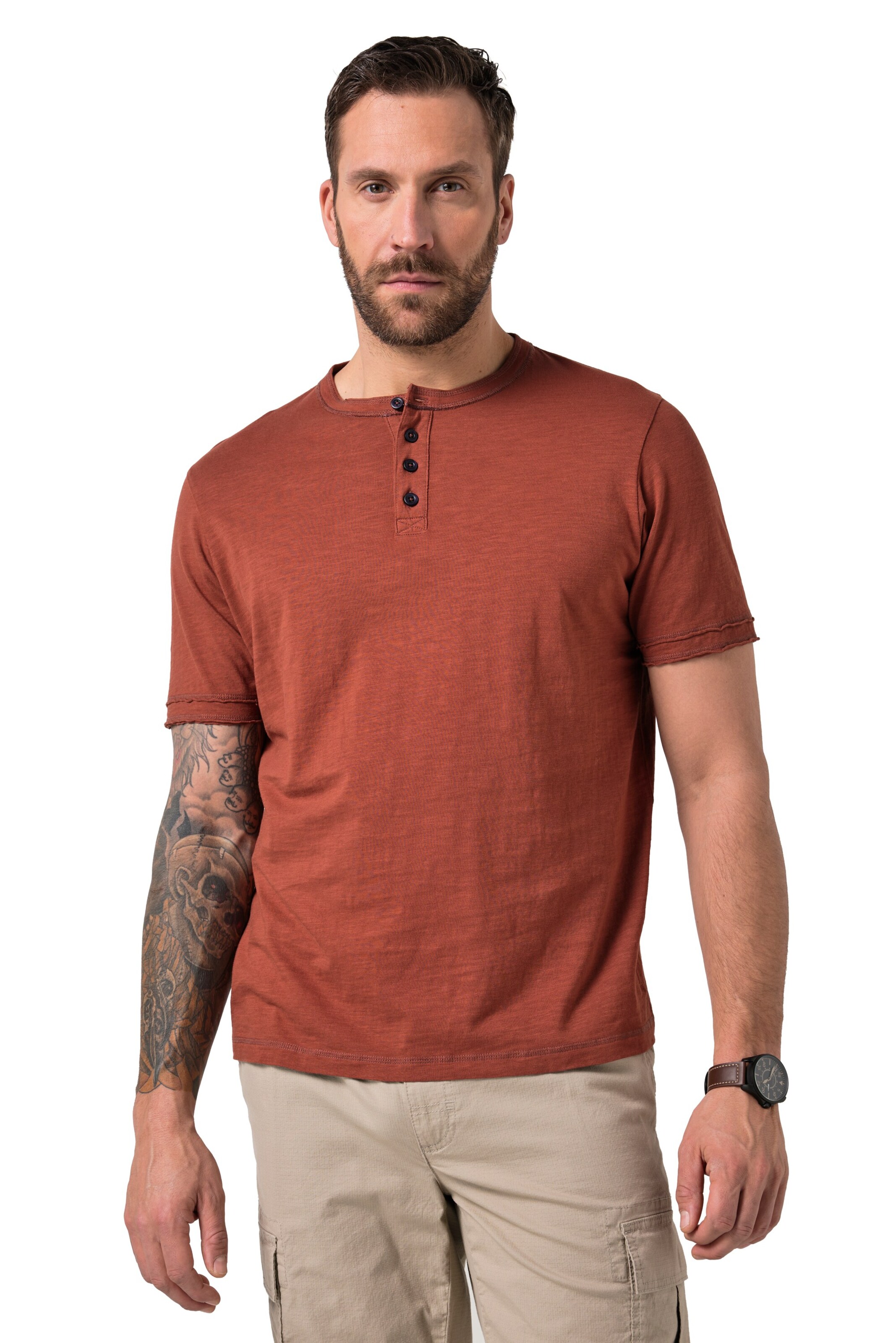 JP1880 Shirt in Bruin: voorkant
