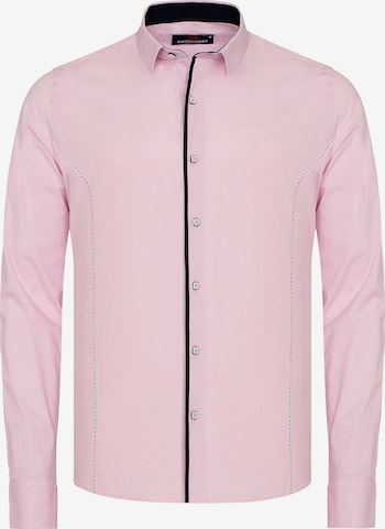 CIPO & BAXX Hemd MARCO mit Kontrast-Saum und Knopfleiste in Pink: front