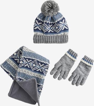 Next Set: Mütze, Schal und Handschuhe in Blau: Vorderseite