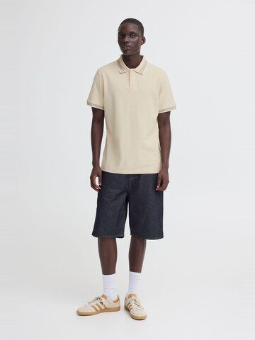 BLEND Pique Poloshirt mit Kontraststreifen in Beige