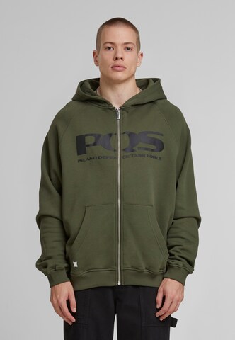 Pequs Sweatjacke in Grün: Vorderseite