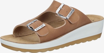 FLY FLOT Pantolette in Braun: Vorderseite
