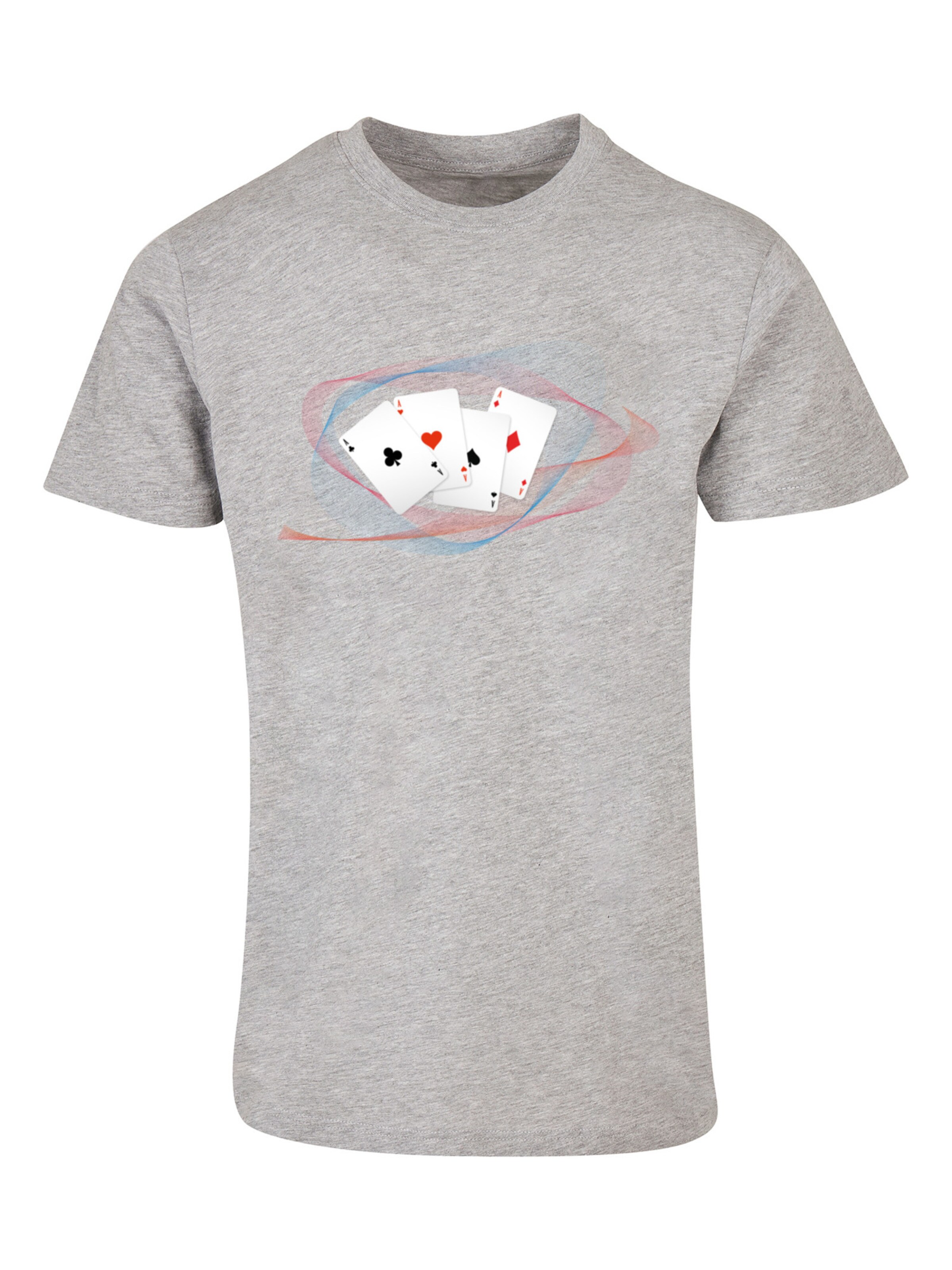 F4NT4STIC Shirt 'Spielkarten A' in Grau: Vorderseite