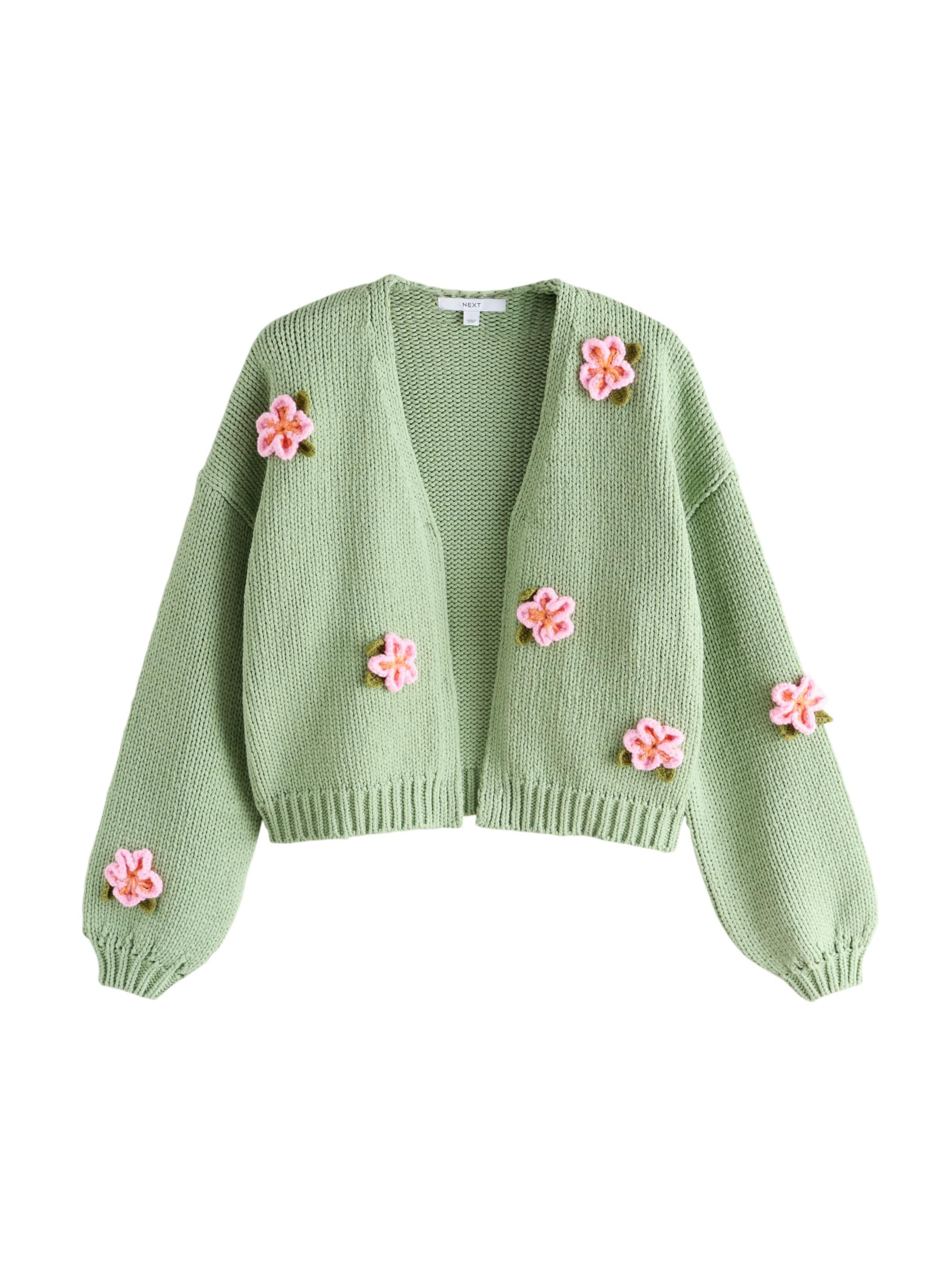 Geacă tricotată pe XS Next pe verde / verde pastel / portocaliu / roz, Vizualizare produs