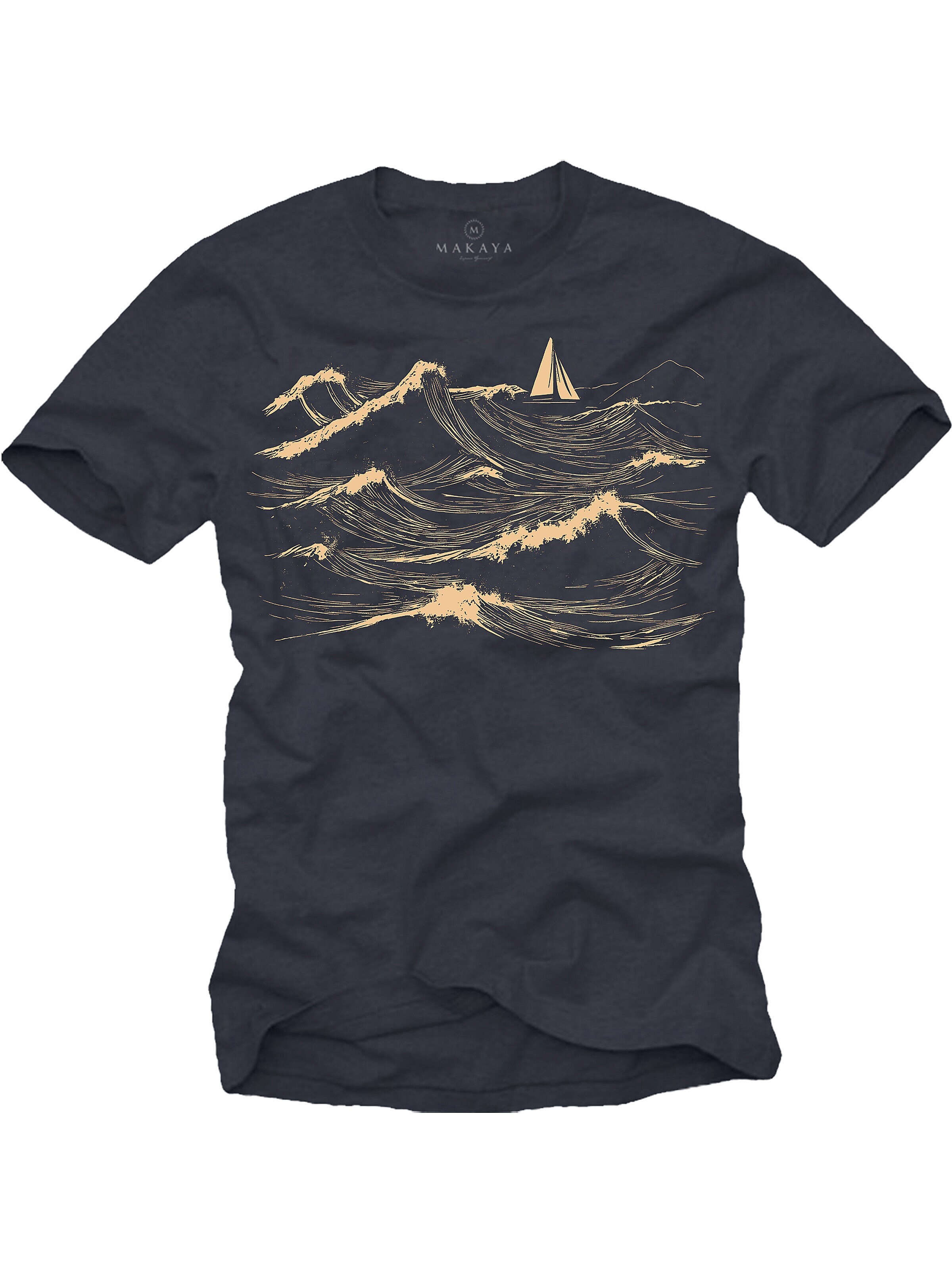 MAKAYA Shirt 'Segelboot' in Grey: front