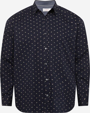 s.Oliver Men Big Sizes Slim fit Button Up Shirt in Blue: front
