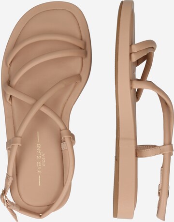 River Island Strap Sandals in Beige