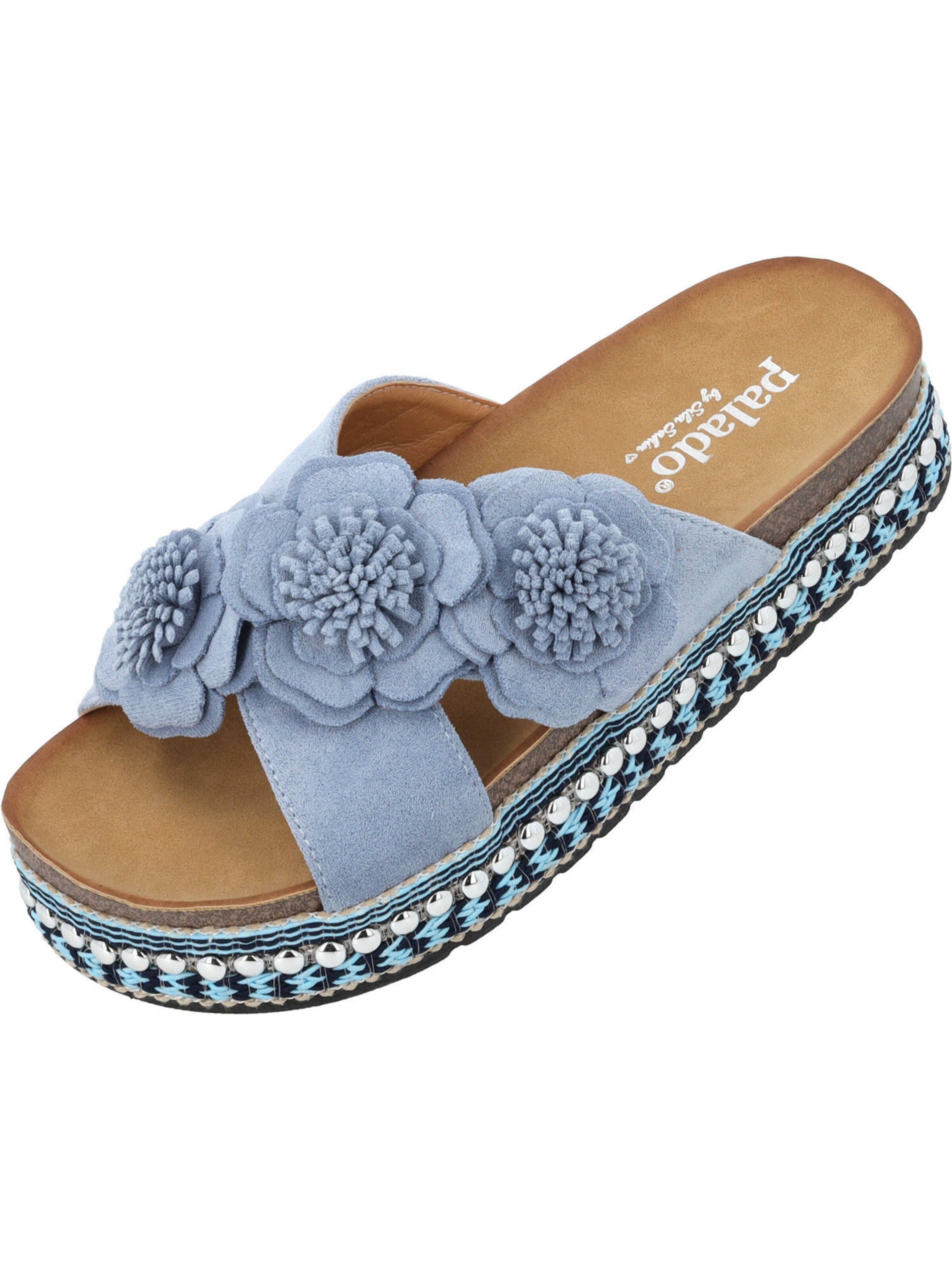 Palado by Sila Sahin Pantolette 'Dozial' in Blau: Vorderseite