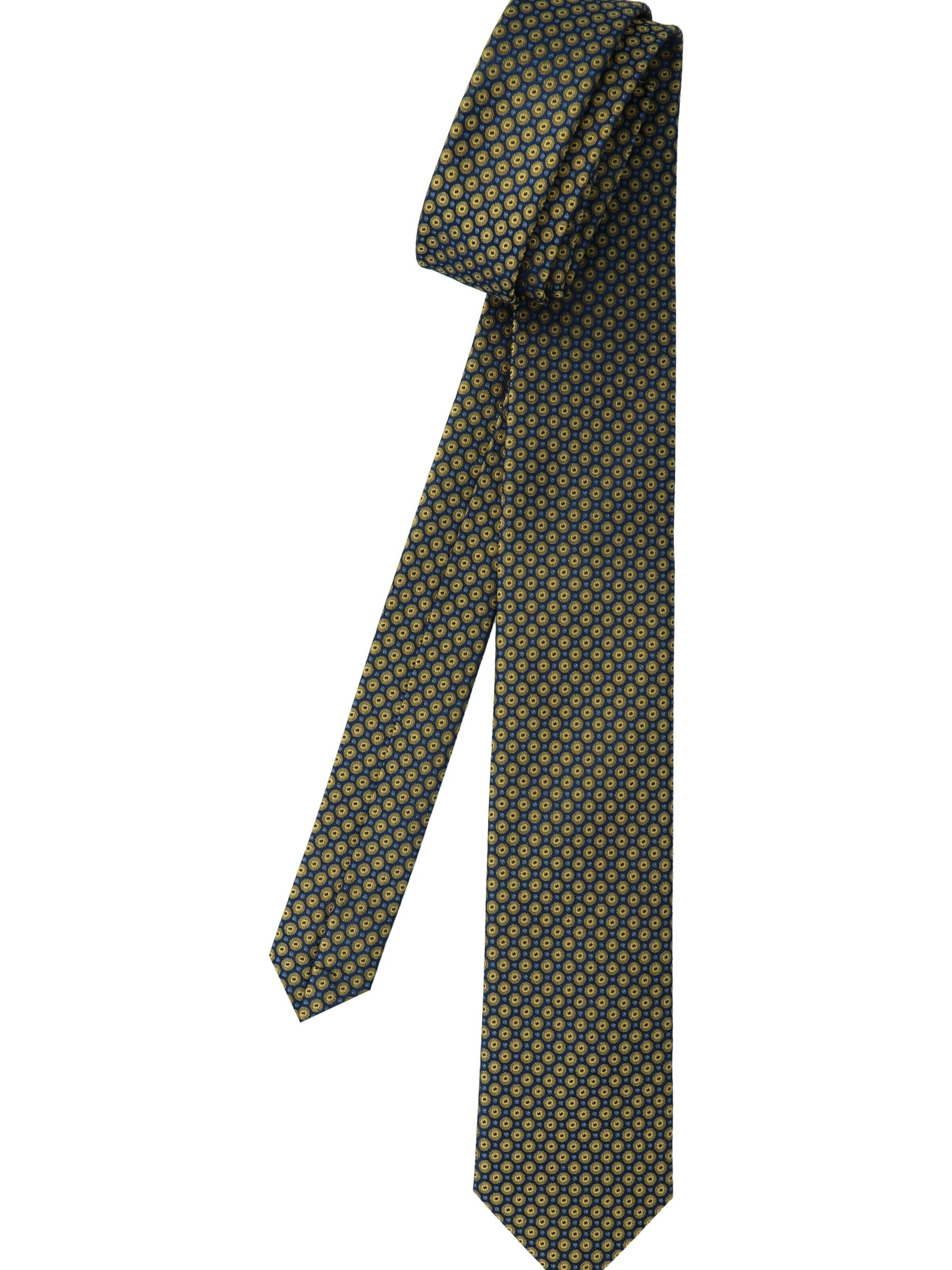 WILLEN Tie 'Kleinmuster Marine' in Yellow