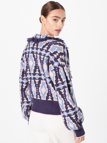 Warehouse Strickjacke 'Aztec' in Blau