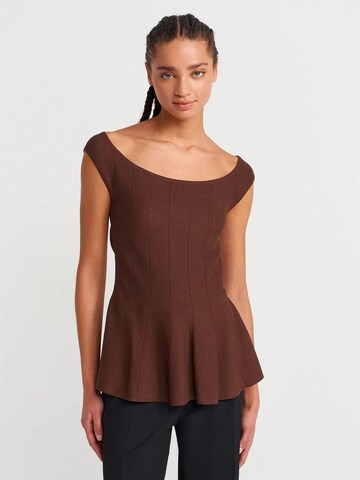 Dilvin Knitted Top in Brown: front