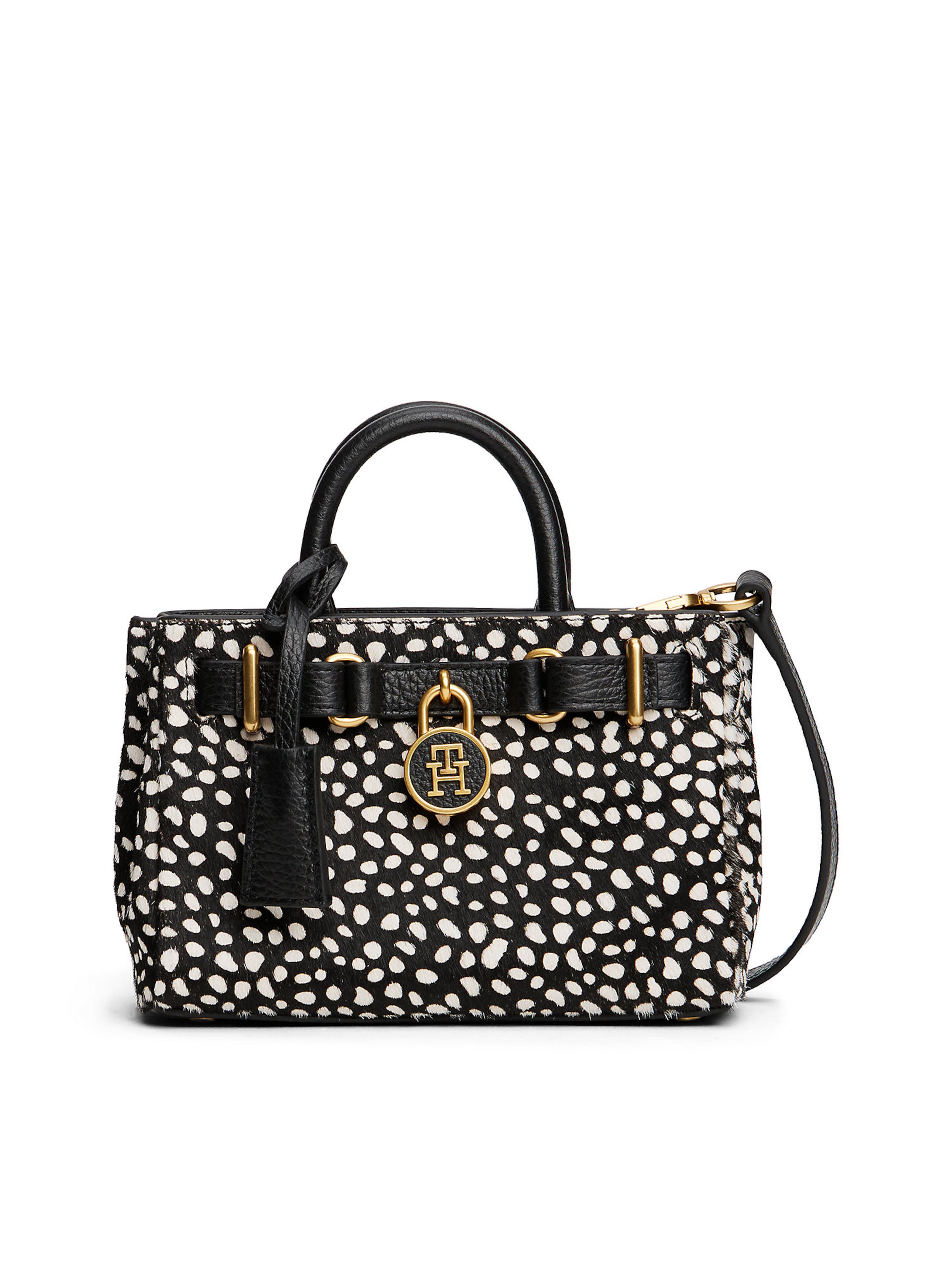 TOMMY HILFIGER Shopper in gold / schwarz / weiß, Produktansicht