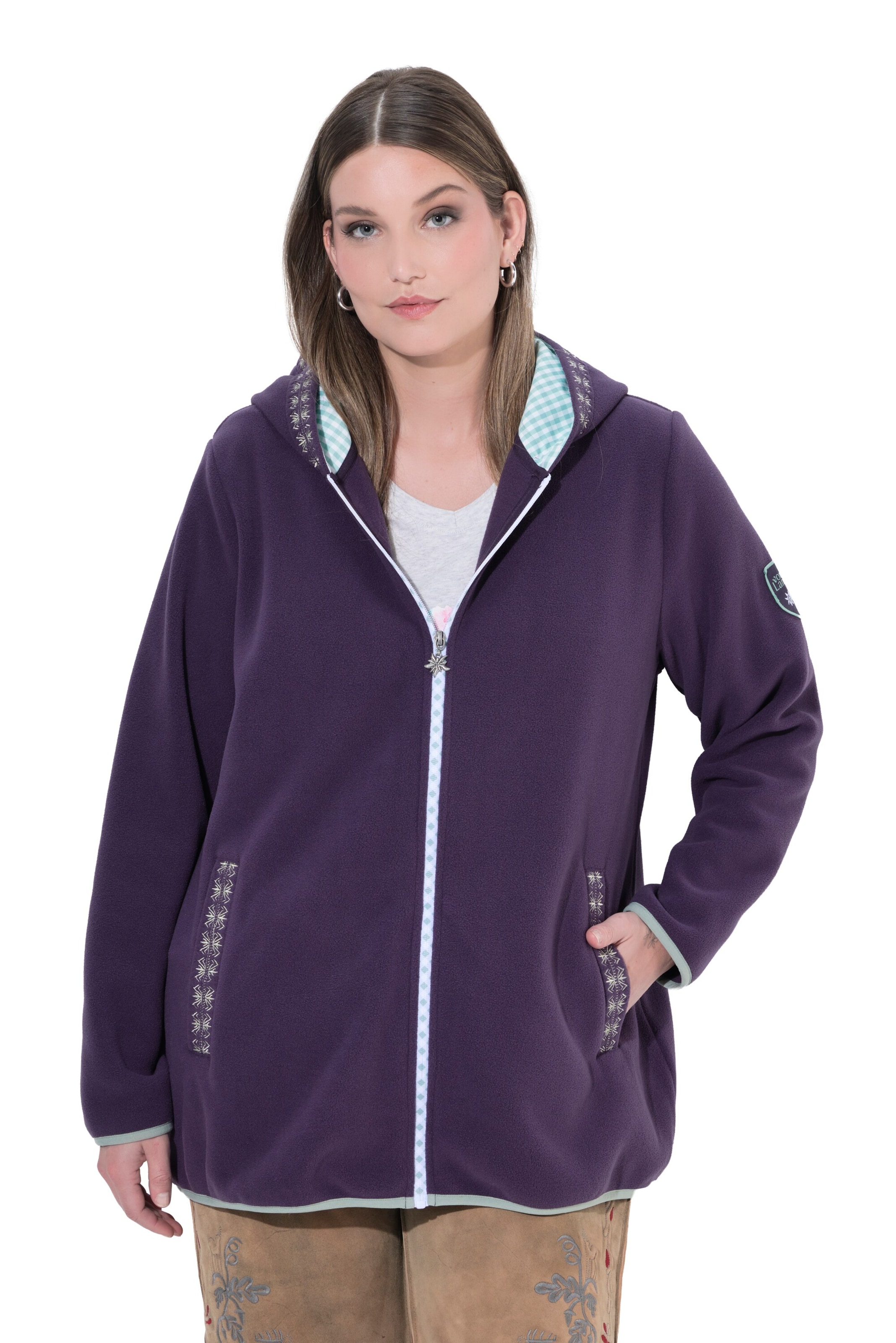 Ulla Popken Sweatjacke in Lila: Vorderseite