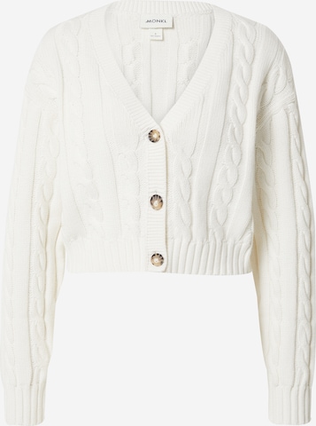 Monki Knit Cardigan in White: front