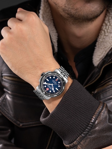 SWISS MILITARY HANOWA Analoog horloge 'Maitre Plongeur' in Zilver: voorkant