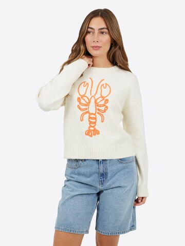 BRAVE SOUL Trui 'Lobster Yarn' in Wit: voorkant