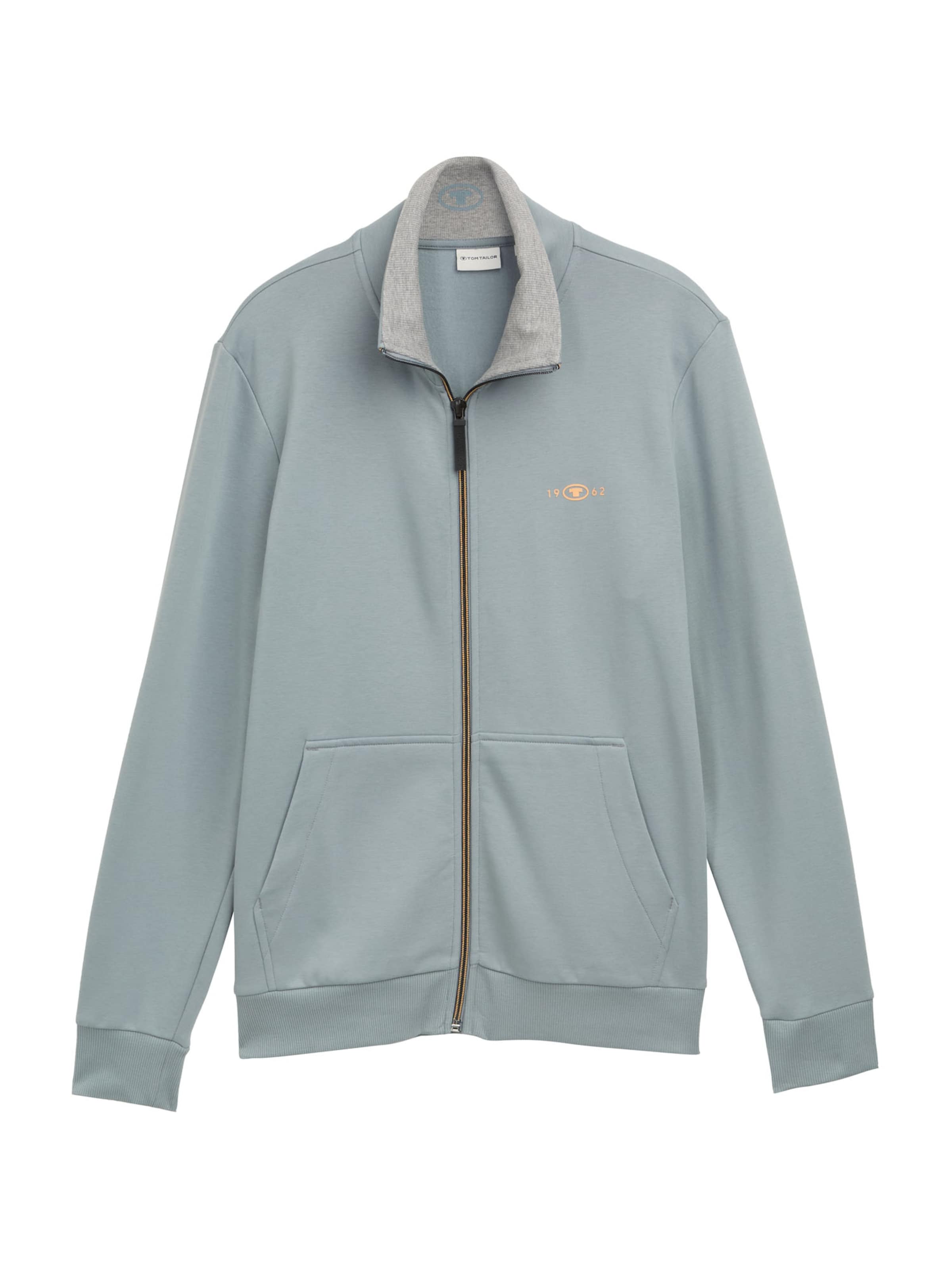 TOM TAILOR Zip-Up Hoodie in Green: front