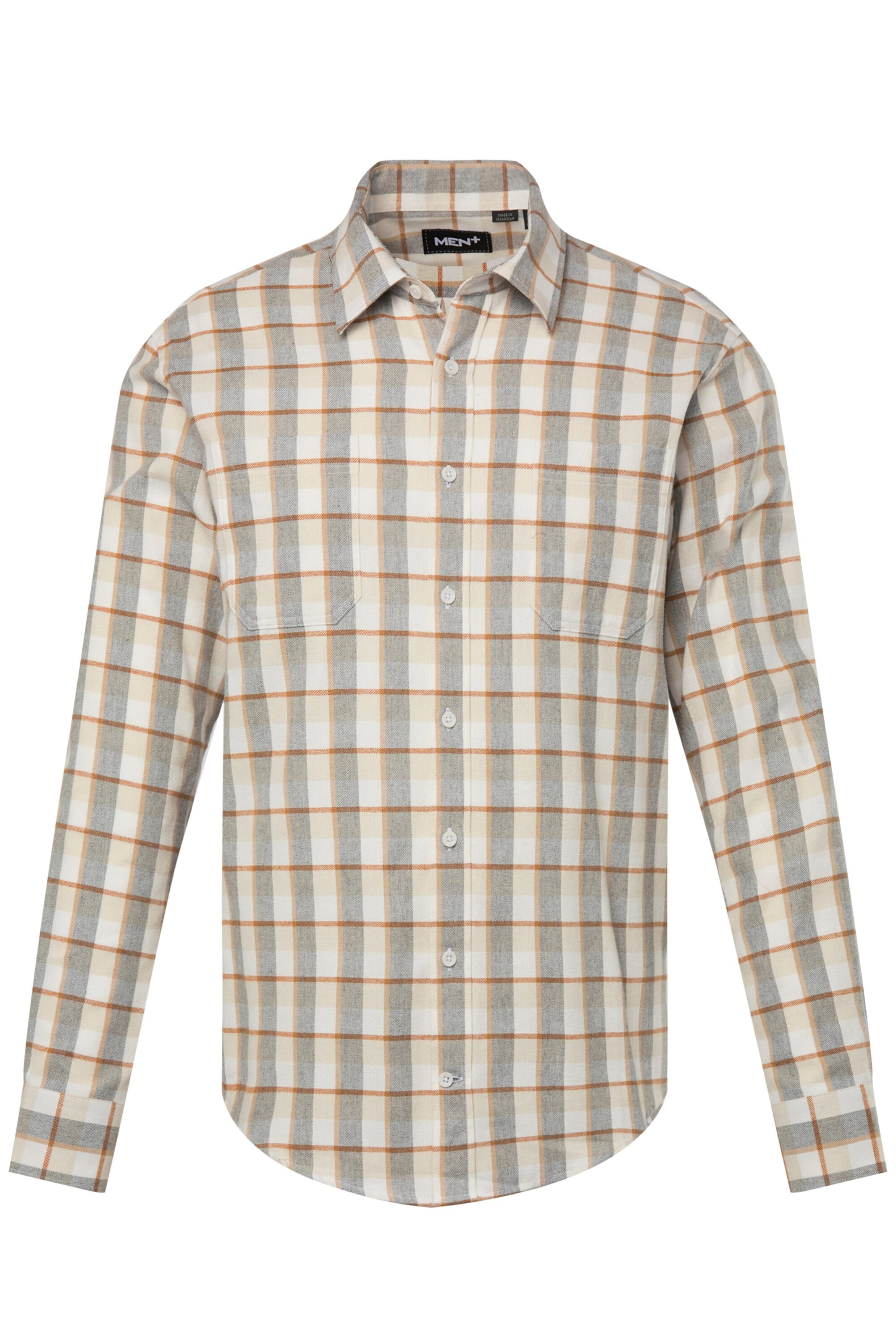 Men Plus Regular fit Overhemd in Beige: voorkant