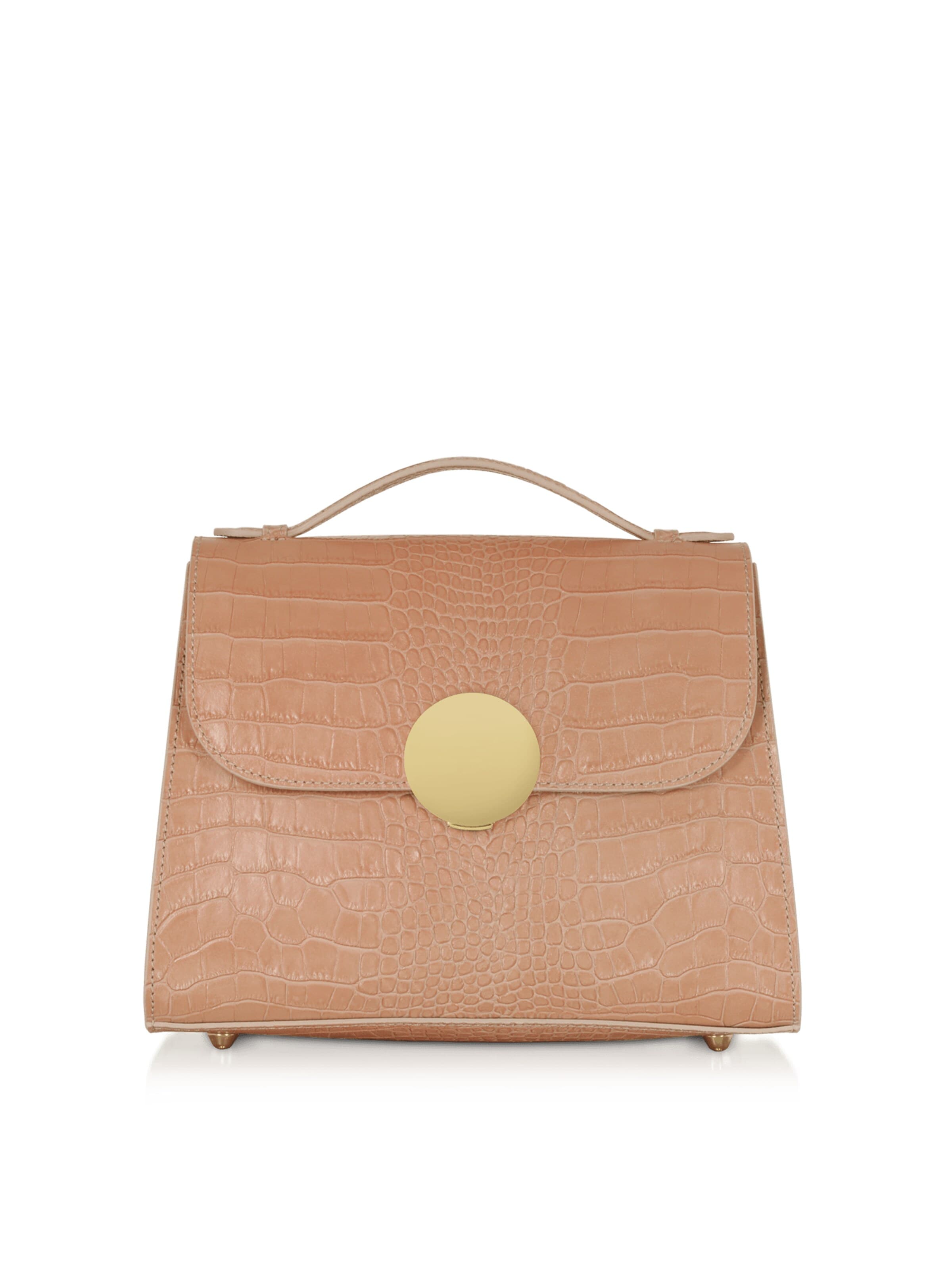 LeParmentier Handbag 'Bombo Croco' in Beige: front