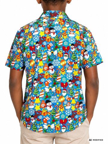 King Kameha Regular fit Button up shirt 'Christmas Allover' in Mixed colours