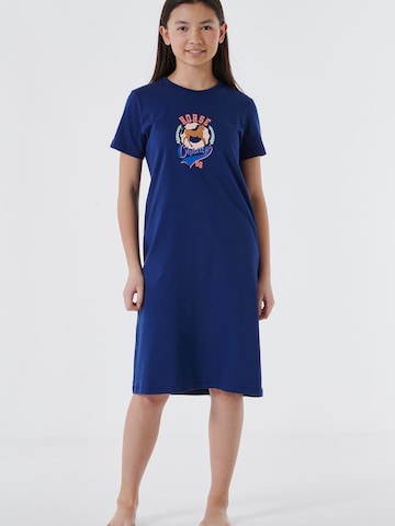 SCHIESSER Nightgown ' Horse World ' in Blue: front